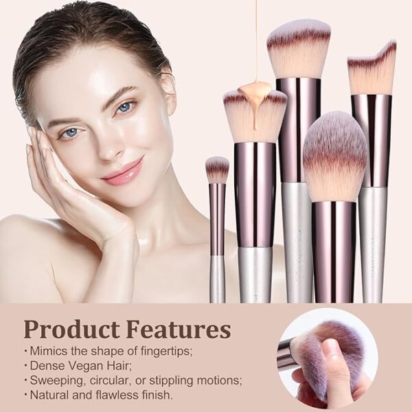 BS-MALL Makeup Brush Set 18 Pcs Premium Synthetic Foundation Powder Concealers Eye shadows Blush Makeup Brushes with black case - Image 5